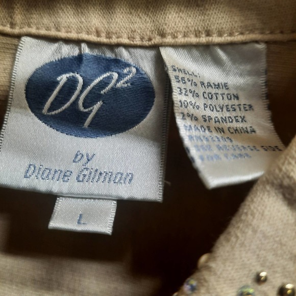 Diane Gillman Tan Boho Western embellished Denim Jacket  Large - Picture 5 of 6